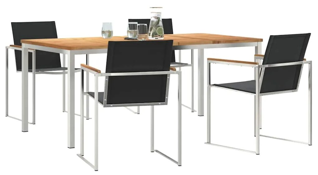 vidaXL Σέτ φαγητού για κήπο 5 pcs Καφέ Στερεό Ξύλο Τίκ