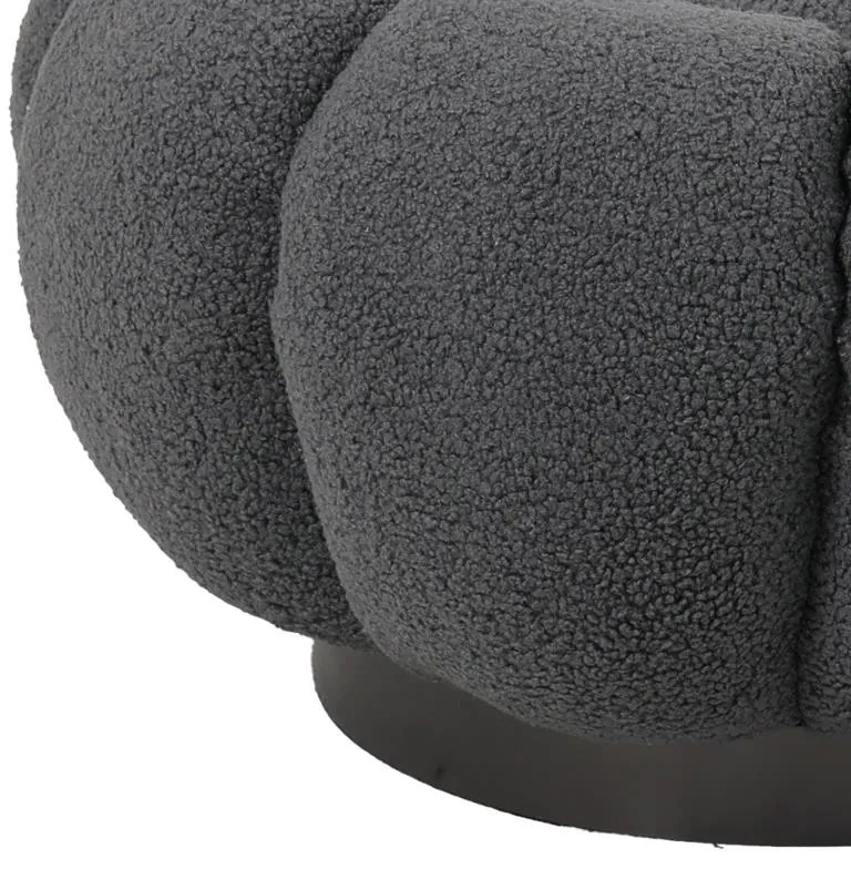 Σκαμπό Nester μπουκλέ ύφασμα σε γκρι απόχρωση Φ60x31εκ 60x60x31 εκ.