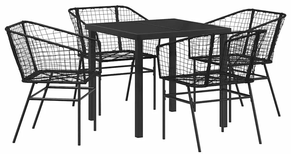 vidaXL Σέτ φαγητού για κήπο 5 pcs Μαύρο συνθετικό ρατάν