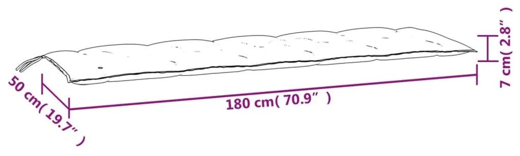 Μαξιλάρι Πάγκου Κήπου Πράσινο 180x(50+50)x7 εκ. Ύφασμα Oxford - Πράσινο