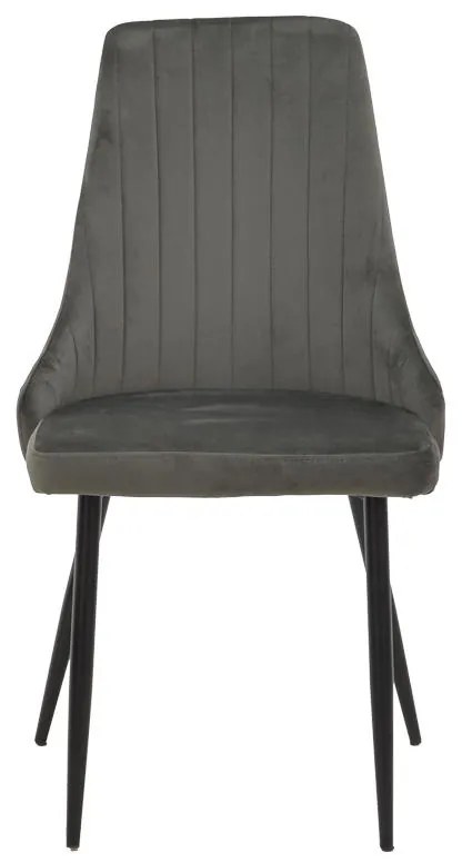 Καρέκλα Azori ανθρακί βελούδο-πόδι μαύρο μέταλλο 49x55x85εκ 2αδα 49x55x85 εκ.