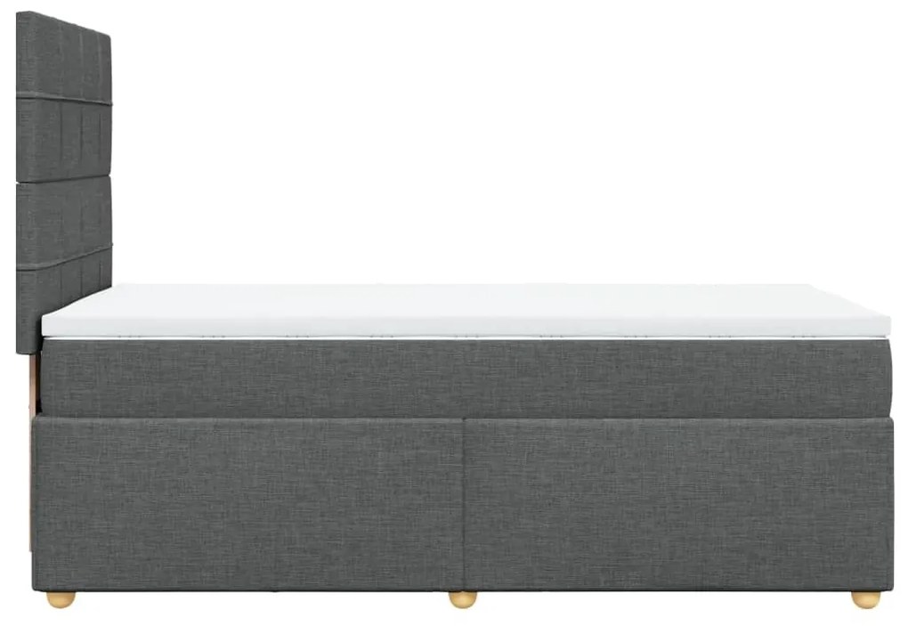 Κρεβάτι Boxspring με Στρώμα Σκούρο Γκρι 90x200 εκ. Υφασμάτινο - Γκρι