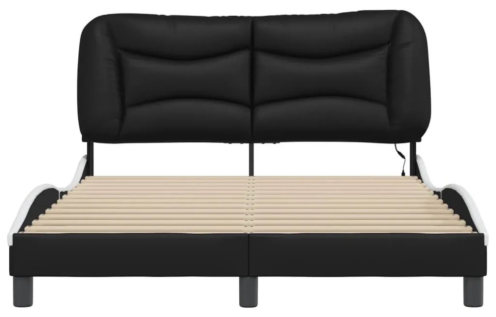 Πλαίσιο Κρεβατιού με LED Μαύρο/Λευκό 120x200εκ. Συνθετικό Δέρμα - Μαύρο