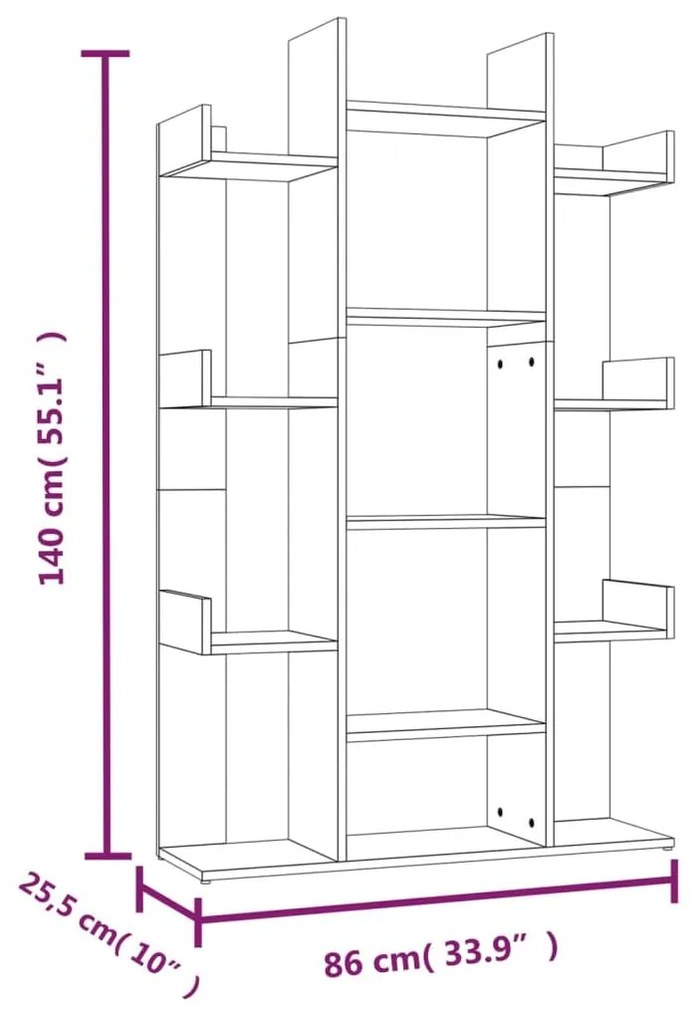 Βιβλιοθήκη Γκρι Sonoma 86x25,5x140 εκ. από Επεξεργασμένο Ξύλο - Γκρι