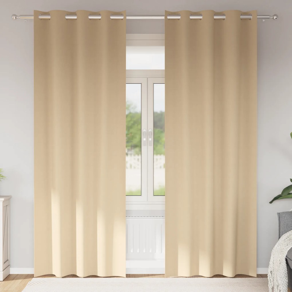 vidaXL Κουρτίνες με κουρτίνες 2 pcs Κρεμ 245 x 140 εκ. Πολυεστέρας