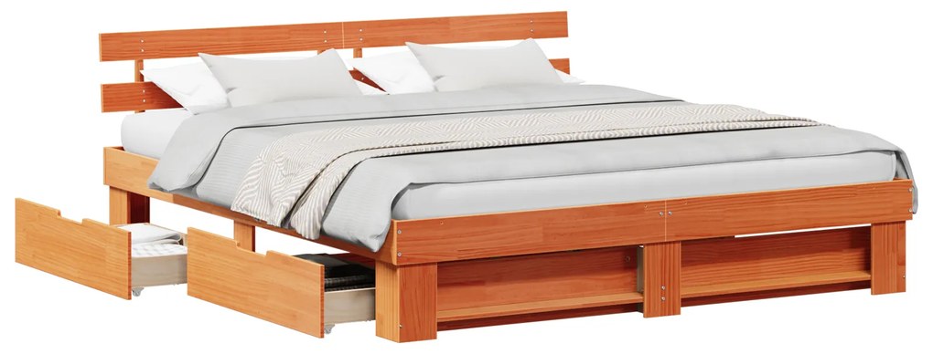 vidaXL Σκελετός Κρεβατιού Καφέ κεριού 180 x 200 cm Στερεό Ξύλο