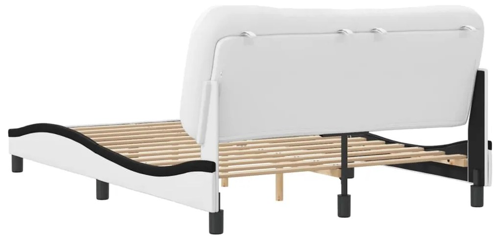 vidaXL Πλαίσιο κρεβατιού χωρίς Στρώμα Hvar Λευκό/Μαύρο 140x200εκ Συνθ. Δέρμα