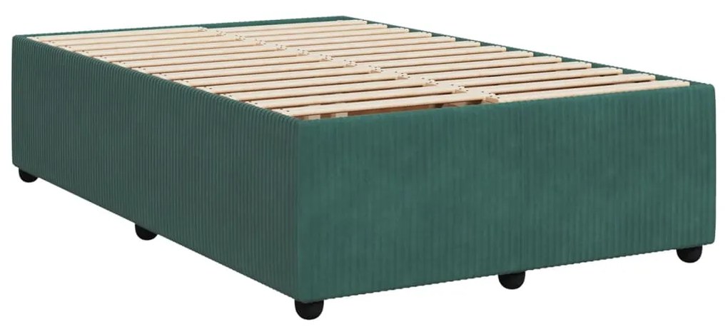 vidaXL Κρεβάτι Boxspring με Στρώμα Σκούρο Πράσινο 120x200εκ. Βελούδινο