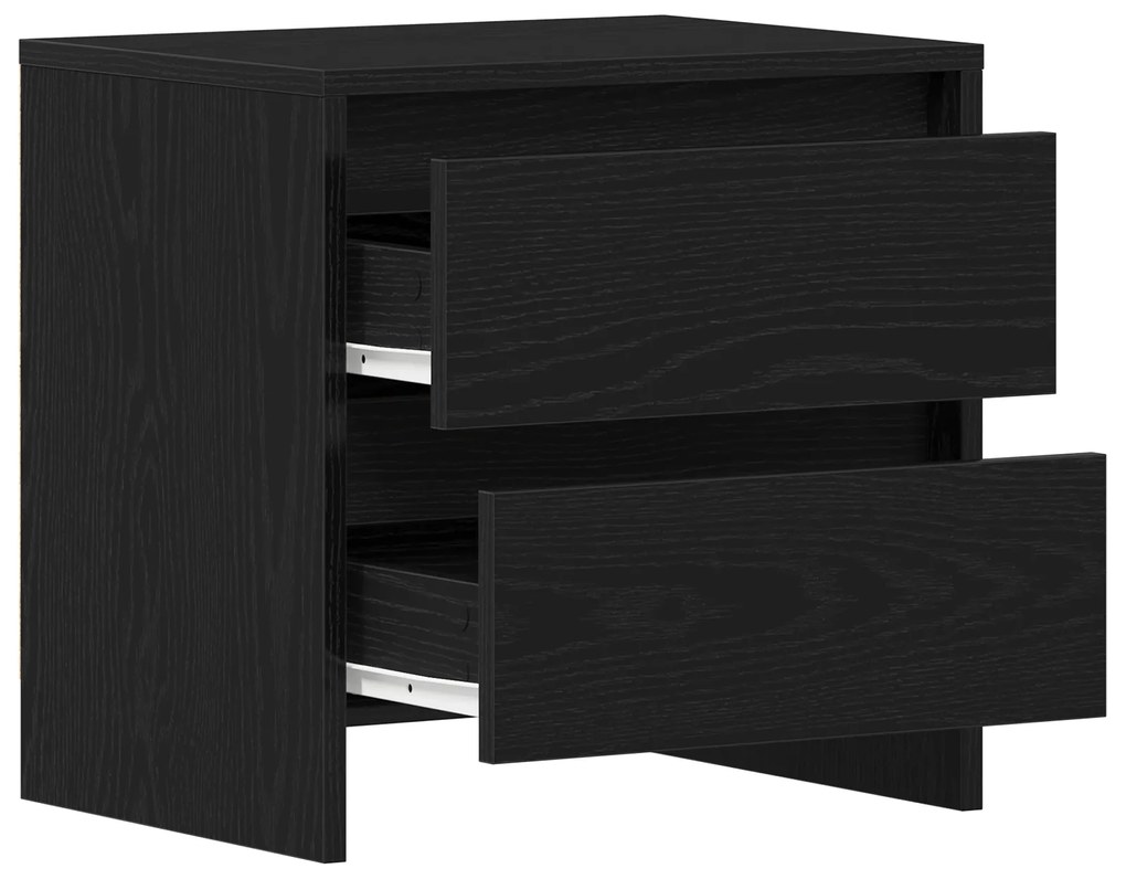 vidaXL Κομοδίνο 2 τεμ Μαύρο Δρυς 45x34x44,5 εκ Επεξεργασμένο ξύλο