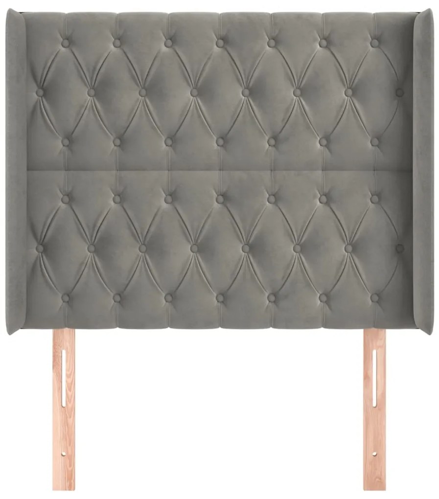 vidaXL Κεφαλάρι με Πτερύγια Ανοιχτό Γκρι 93x16x118/128 εκ. Βελούδινο