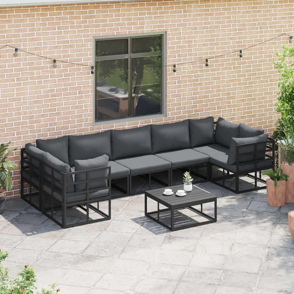vidaXL Σετ Καναπέ Κήπου 7 pcs Μαύρο Αλουμίνιο