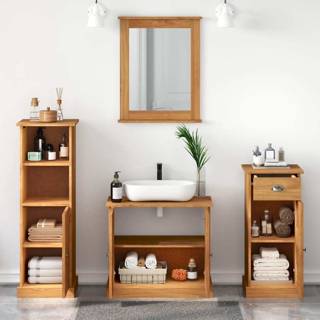 vidaXL Σετ Επίπλων Μπάνιου με συρτάρι 4 pcs καφέ μελί 37 x 34 x 110 εκ
