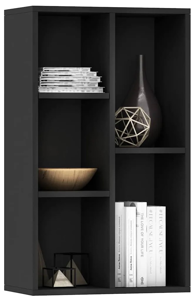 vidaXL Ραφιέρα / Βιβλιοθήκη Μαύρη 50 x 25 x 80 εκ. από Επεξ. Ξύλο
