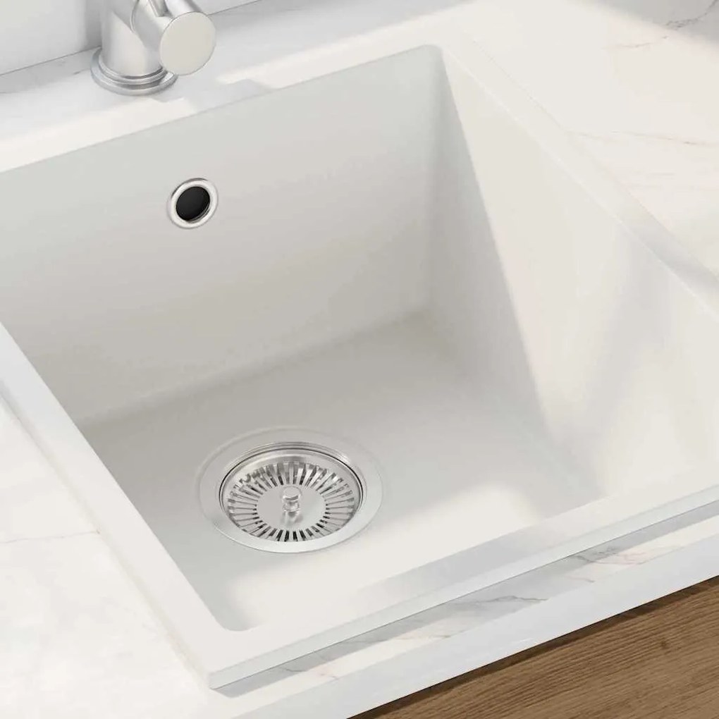 vidaXL Σιντρινο κουζίνας Λευκό 38 x 44 x 20 εκ. Γρανίτης