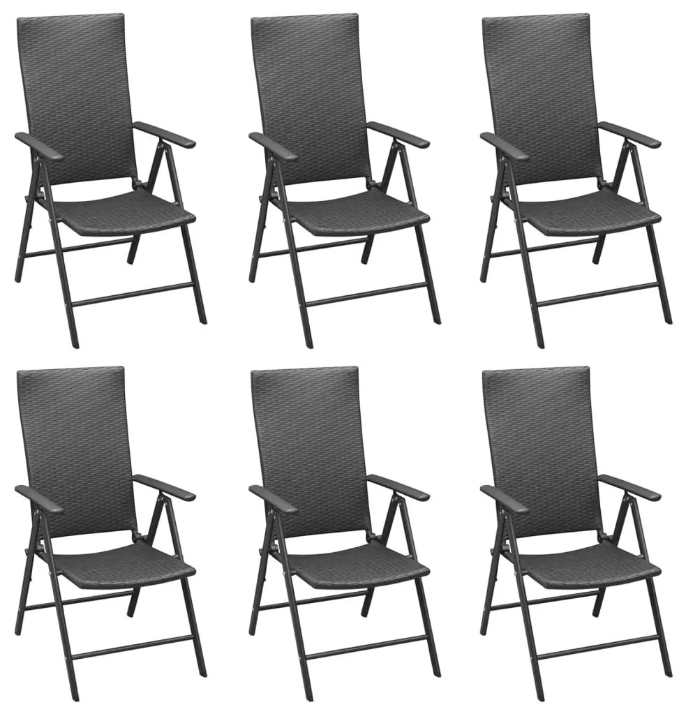 vidaXL Σετ Τραπεζαρίας Κήπου 7 Τεμαχίων Μαύρο από Συνθετικό Ρατάν