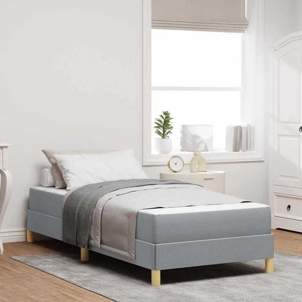 vidaXL Κρεβάτι με ελατήρια Ανοιχτό γκρι, Καφέ 90 x 200 cm