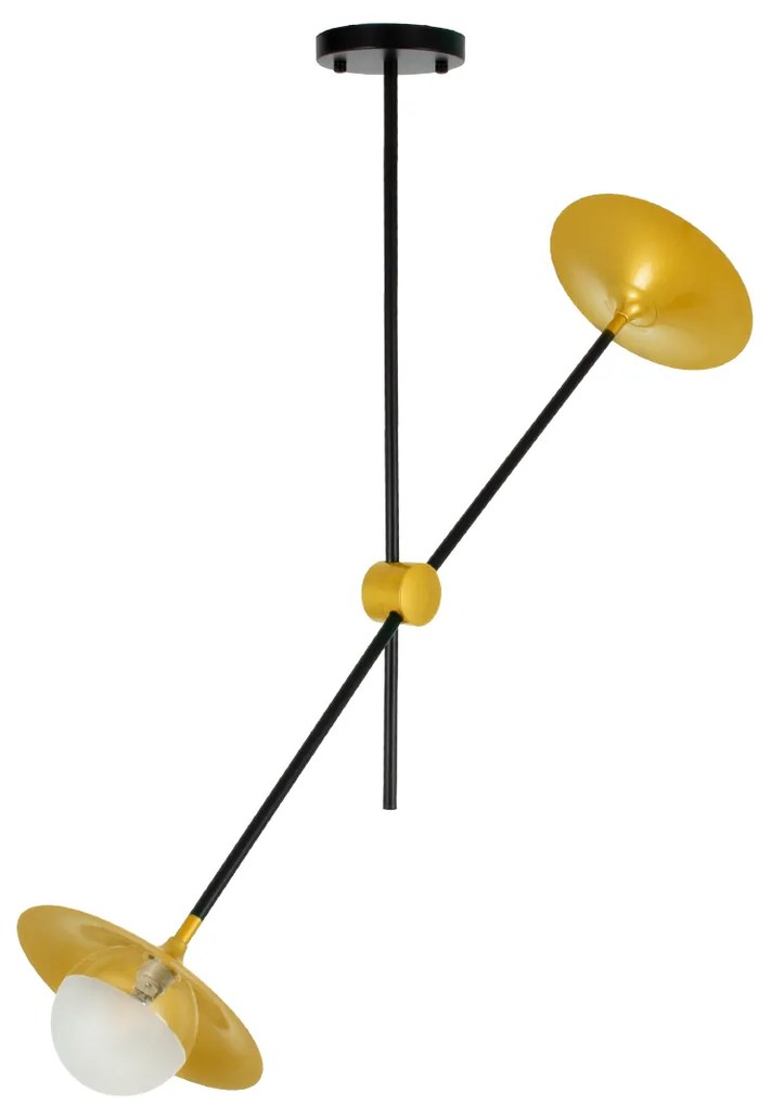 GloboStar® JOLIET 00778 Μοντέρνο Φωτιστικό Οροφής Δίφωτο 2 x G9 AC 230V Μαύρο - Χρυσό Μεταλλικό Πλέγμα Μ93 x Π20 x Υ100cm