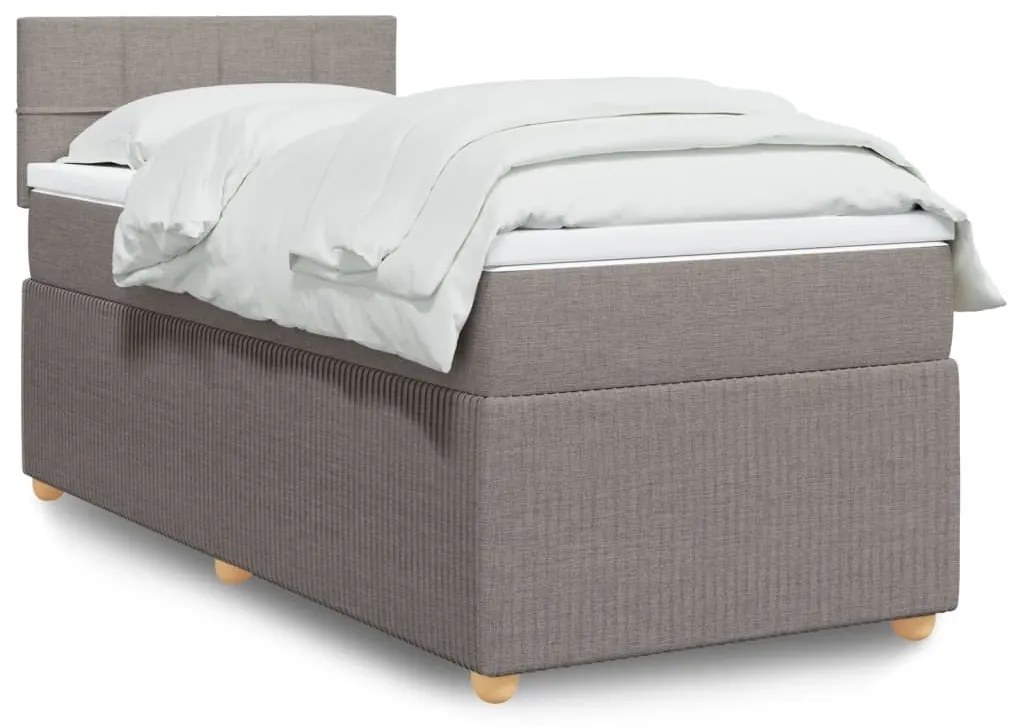 Κρεβάτι Boxspring με Στρώμα Taupe 80x200 εκ. Υφασμάτινο - Μπεζ-Γκρι