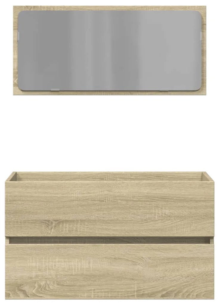 Ντουλάπι Μπάνιου με Καθρέφτη Sonoma δρυς 80x38,5x45 εκ. - Καφέ