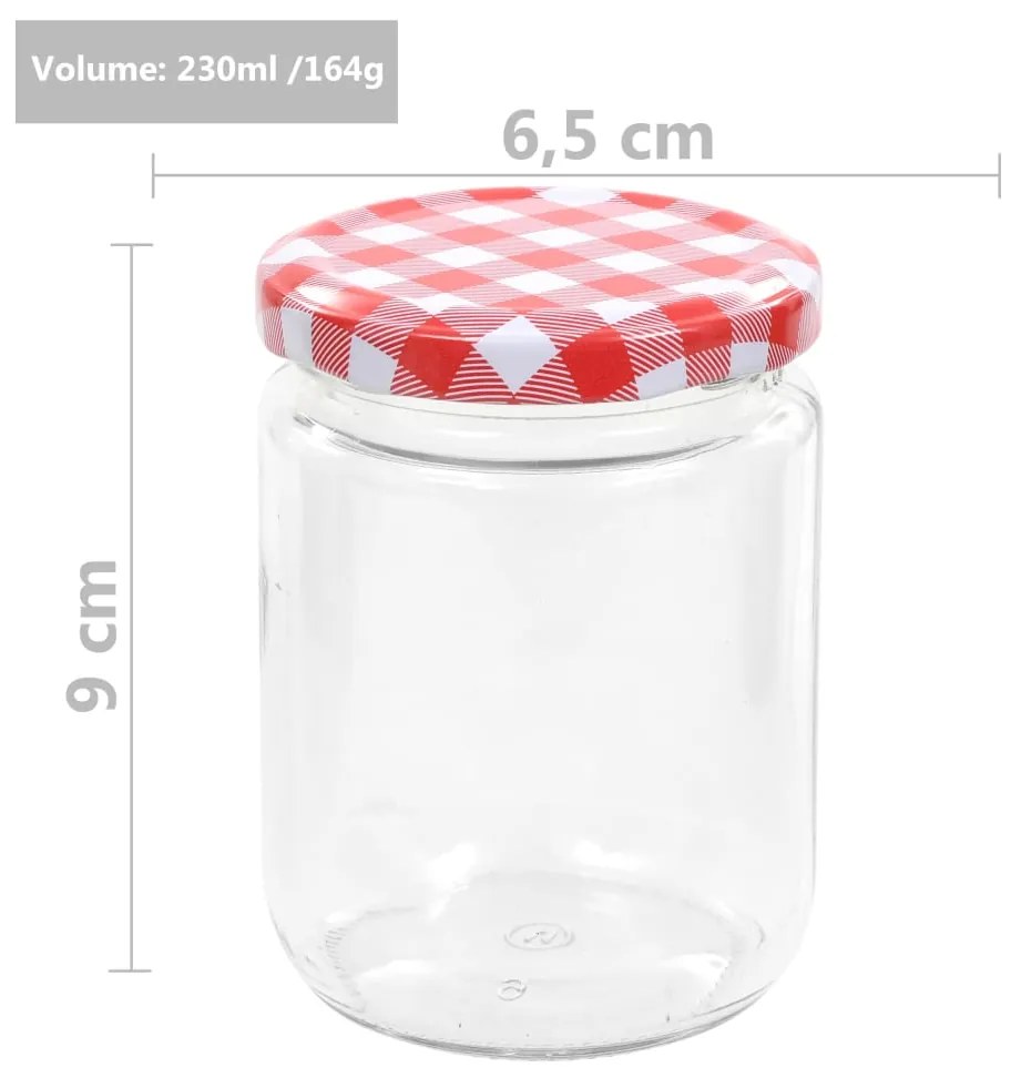 vidaXL Βάζα Μαρμελάδας 96 τεμ. 230 ml Γυάλινα με Κόκκινα/Λευκά Καπάκια