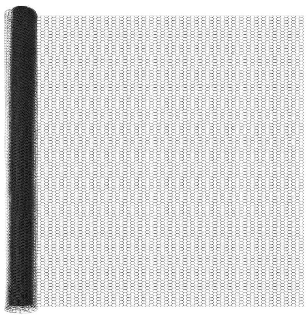 vidaXL Φράχτης Εξαγώνου Γκρι 1,6 x 25 m PVC