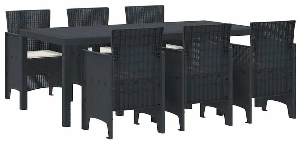 vidaXL Σέτ φαγητού για κήπο 7 pcs Ανθρακί Rattan Polt