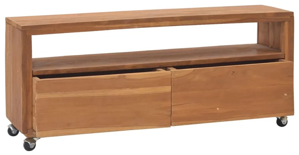 vidaXL Έπιπλο Τηλεόρασης με Ροδάκια 110x30x40 εκ. από Μασίφ Ξύλο Teak