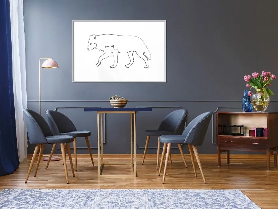 Αφίσα - Grey Wolf - 60x40 - Χρυσό - Με πασπαρτού