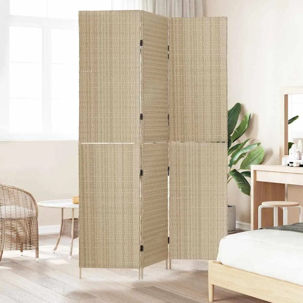 vidaXL Διαχωριστικό Δωματίου Μπεζ 146 x 200 εκ. συνθετικό ρατάν