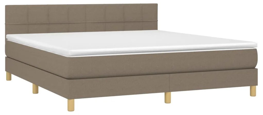 vidaXL Κρεβάτι Boxspring με Στρώμα & LED Taupe 180x200 εκ. Υφασμάτινο