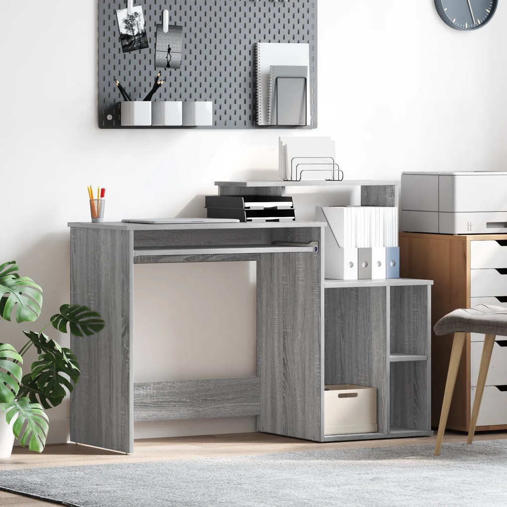 vidaXL Γραφείο με Αποθήκευση Γκρι Σονόμα 120.5x44x88.5 εκ. Επεξεργασμένο Ξύλο