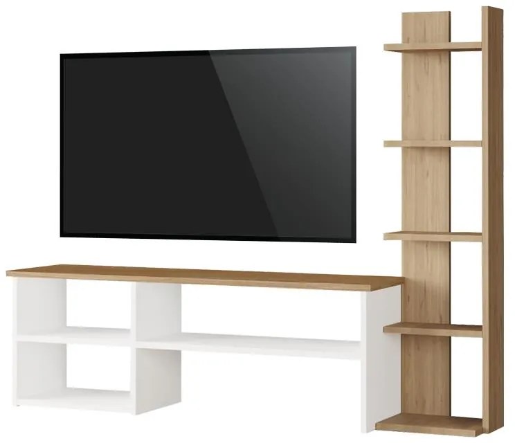 Σύνθετο Σαλονιού Perla σε Λευκό - Φυσικό 120x29.5x41,8εκ. 120x29.5x41.8 εκ.