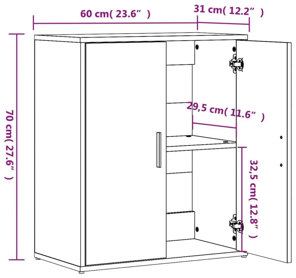 Βοηθητικό Ντουλάπι Γκρι Sonoma 60x31x70 εκ. Επεξεργασμένο Ξύλο - Γκρι