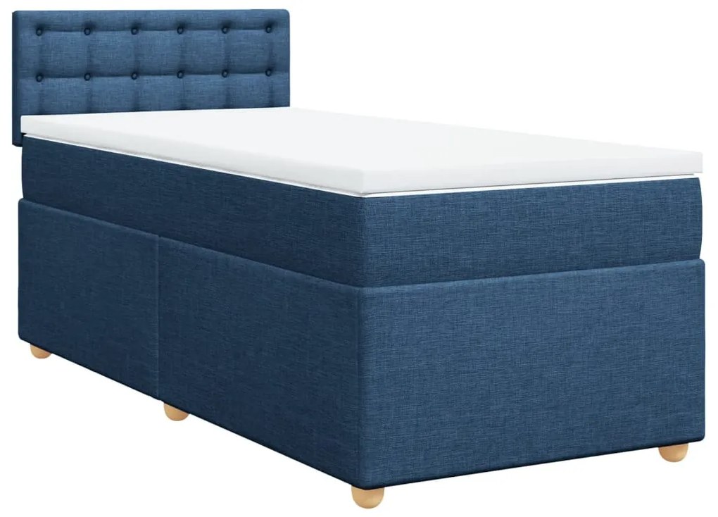 vidaXL Κρεβάτι Boxspring με Στρώμα Μπλε 100 x 200 εκ. Υφασμάτινο