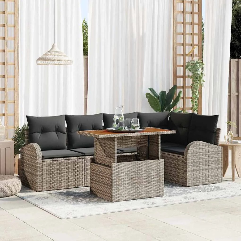 vidaXL Σετ Καναπέ Κήπου με μαξιλάρι 6 pcs Γκρι 100 x 55 x 73 εκ