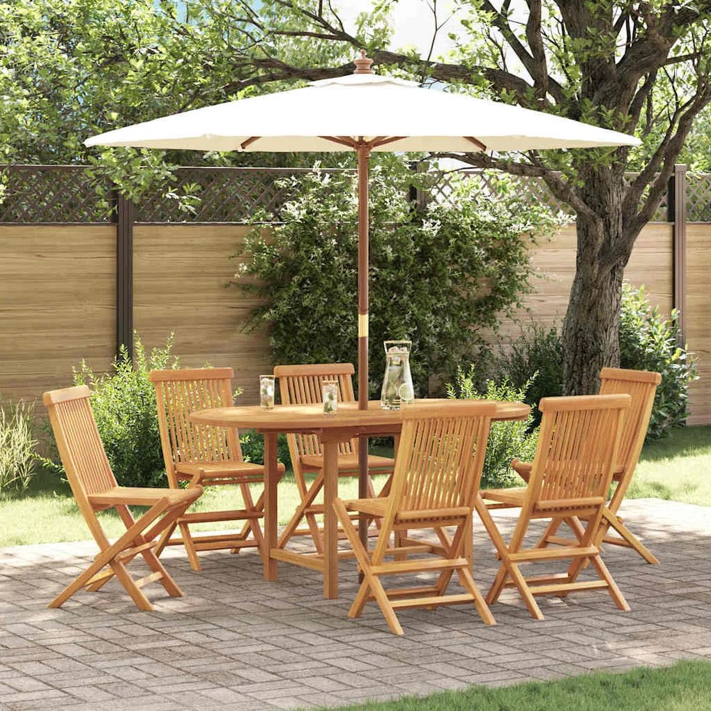 vidaXL Σέτ φαγητού για κήπο 7 pcs Καφέ 160 x 80 x 75 cm
