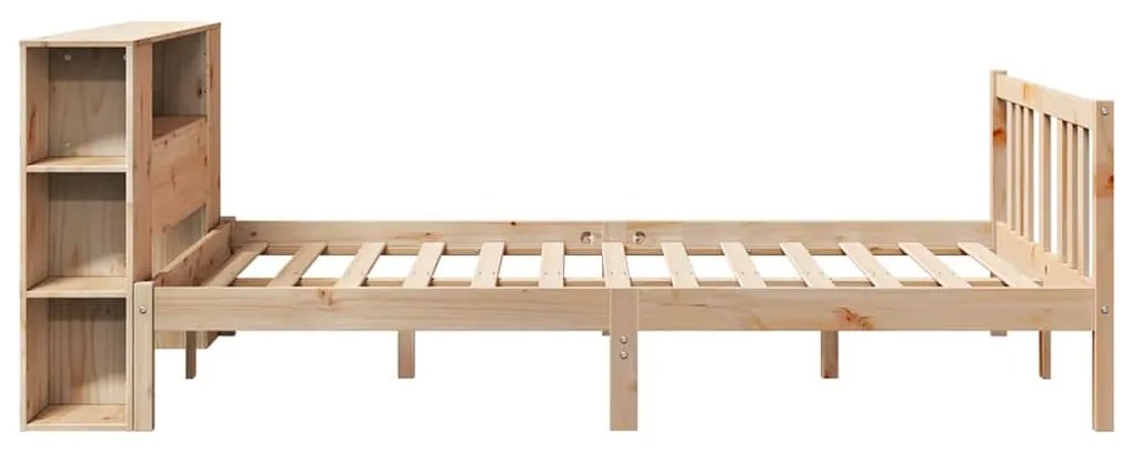 vidaXL Κρεβάτι Βιβλιοθήκη Χωρίς Στρώμα 135x190 εκ Μασίφ Ξύλο Πεύκου
