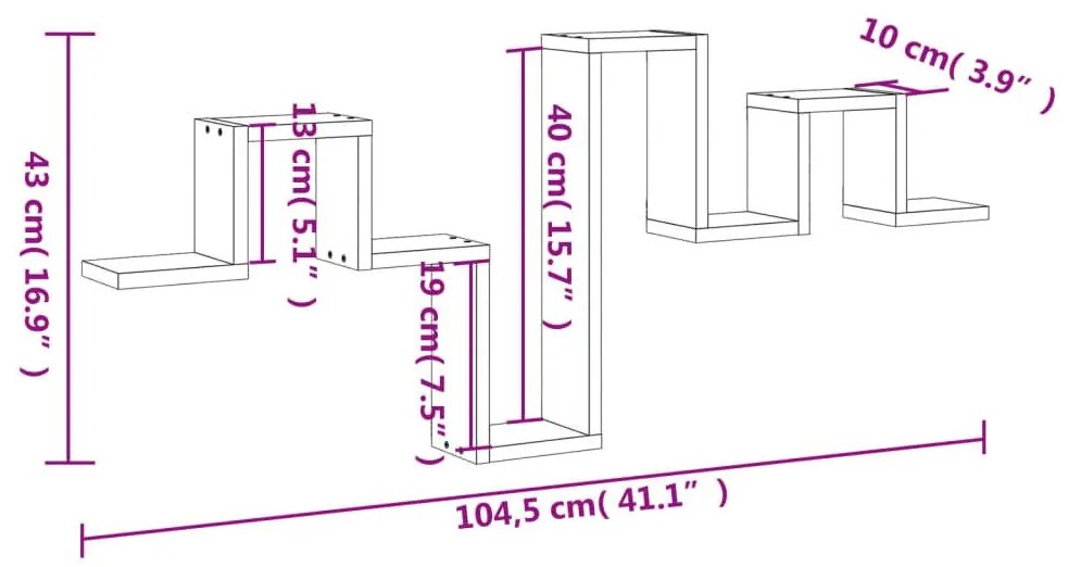 Ράφι Τοίχου Sonoma Δρυς 104,5x10x43 εκ. από Μοριοσανίδα - Καφέ