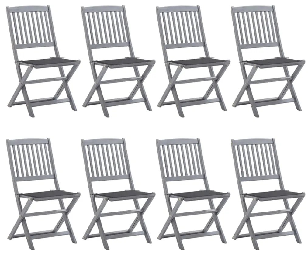 Καρέκλες Εξ. Χώρου Πτυσσόμενες 8 τεμ. Ξύλο Ακακίας & Μαξιλάρια