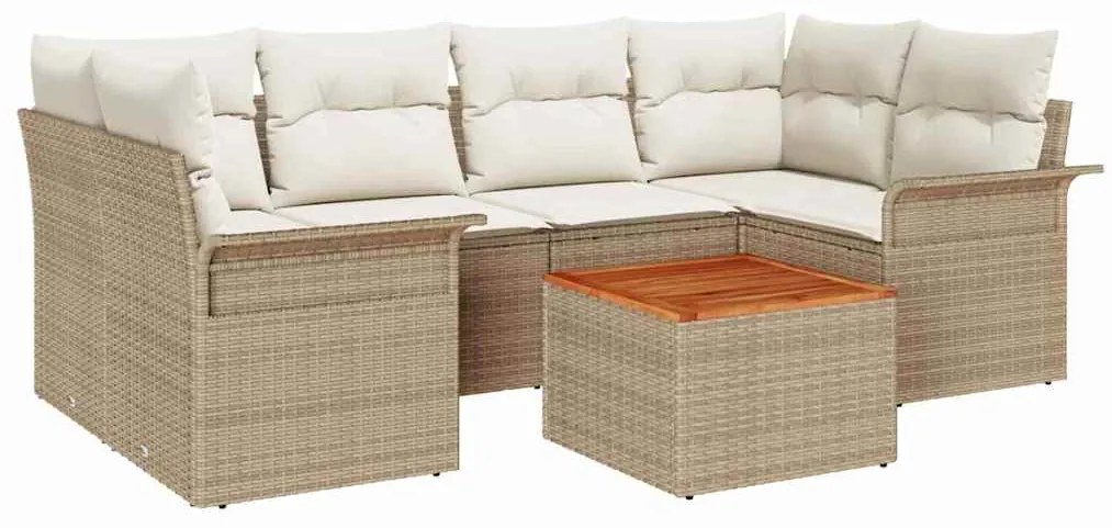 vidaXL Σετ Καναπέ Κήπου με μαξιλάρι 7 pcs Μπεζ, Κρέμα 55 x 55 x 37 εκ