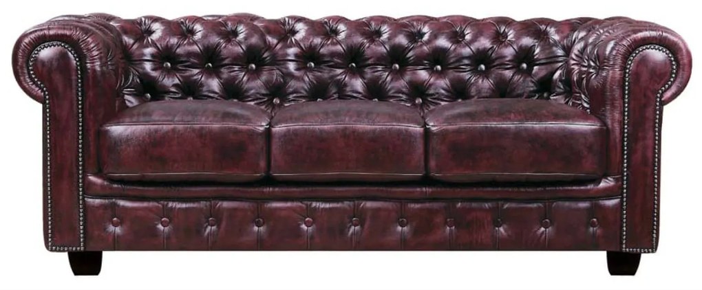 Καναπές Chesterfield Antique Red 689 E9574,34 201X92X72 cm Δέρμα