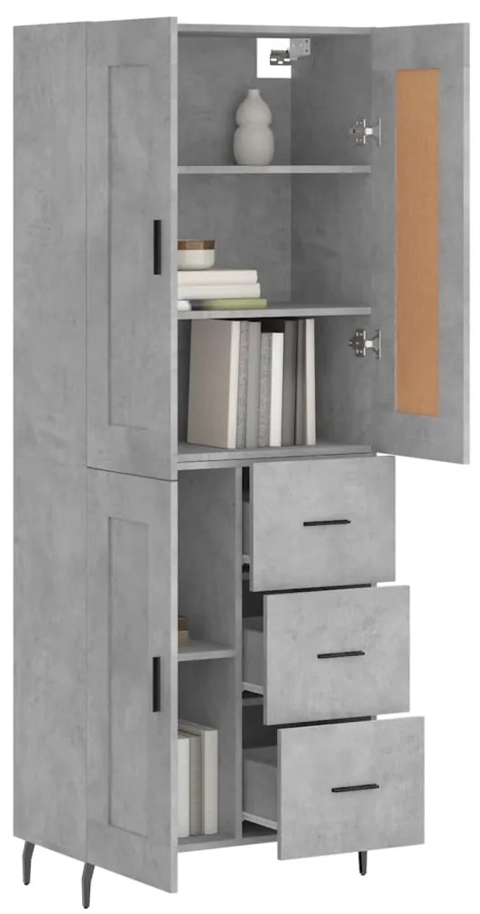 vidaXL Ντουλάπι Γκρι Σκυροδέματος 69,5x34x180 εκ. Επεξεργασμένο Ξύλο