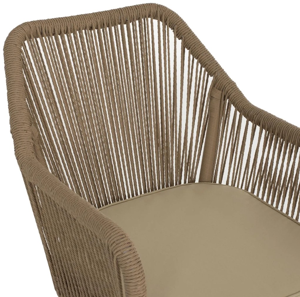 Καρέκλα - Πολυθρόνα C5855.01 Λευκή Αλουμινίου με Μπέζ Wicker Σχοινί 56x66x82 εκ. 56x66x82 εκ.