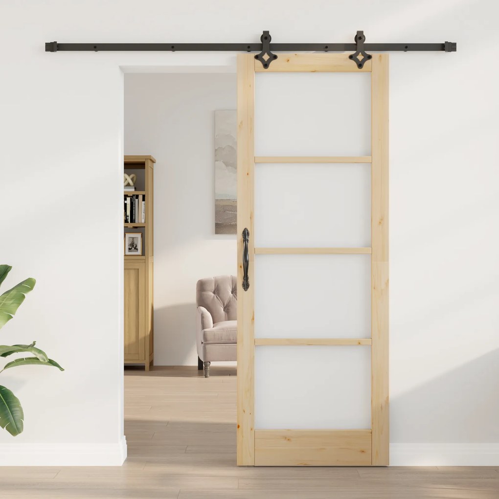 vidaXL Συρόμενη Πόρτα  με Κιτ Υλικών 78x211 εκ. Μασίφ ξύλο Πεύκου