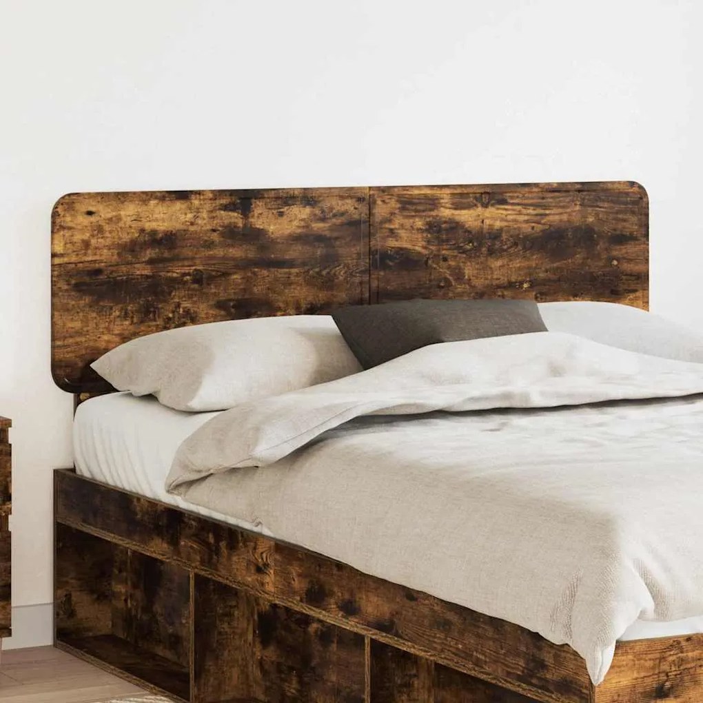 vidaXL Κεφαλάρι με κεφαλάρι Καπνιστό Δρύς 150 cm Επεξεργασμένο ξύλο