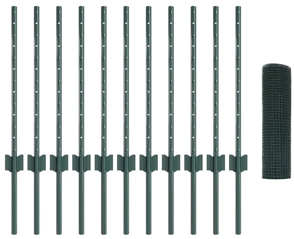 vidaXL Τεντώτο με στήριγμα Πράσινο 0,5 x 25 μ. Ατσάλι