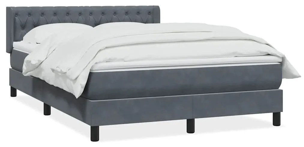 vidaXL Κρεβάτι Boxspring με Στρώμα Σκούρο Γκρι 140x210 εκ. Βελούδινο