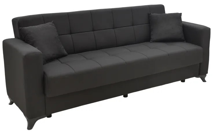 Καναπές-κρεβάτι με αποθηκευτικό χώρο τριθέσιος Modesto pakoworld μαύρο ύφασμα 215x85x80εκ