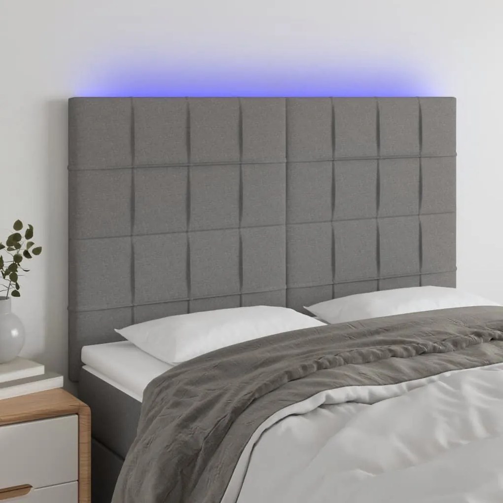 Κεφαλάρι Κρεβατιού LED Σκούρο Γκρι 144x5x118/128εκ. Υφασμάτινο 3122423