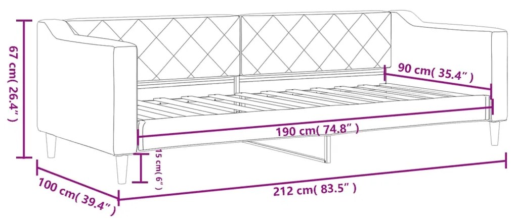 Καναπές Κρεβάτι Μαύρος 90 x 190 εκ. Υφασμάτινος - Μαύρο